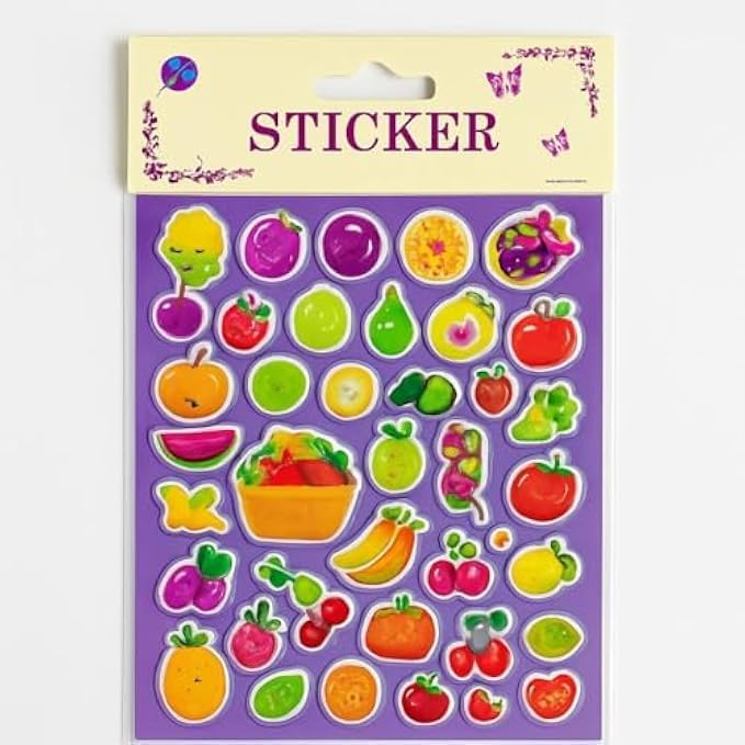 Fruit Sticker Pack - Waterproof Vinyl Fruit Sticker Sheets for Laptops, Water Bottles, Planners, Scrapbooking & Kids Crafts (Cute Kawaii)