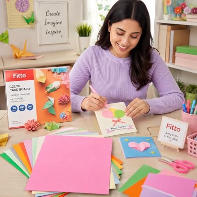 120 Pieces Color Card Boards (10 Assorted 180 GSM Sheets – 32 x 24 cm Craft Paper for DIY Projects – School Work and Decorations)