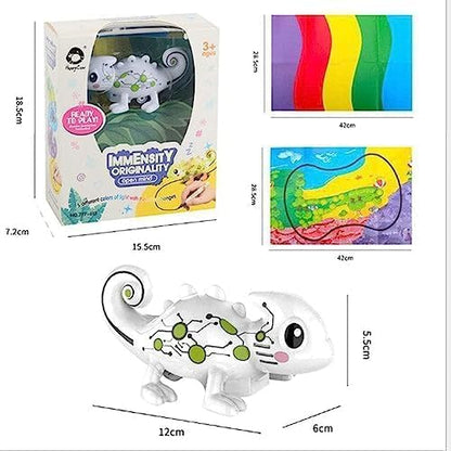 Inductive Color Changing Chameleon Follow The Black Line with Rechargeable Battery, Sound, Light, and Colorful Playmat