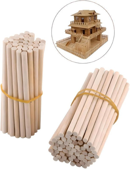 Wooden Sticks 80mm x 3.5mm, 100 Pieces, Natural Wood Color for Crafting and DIY Projects