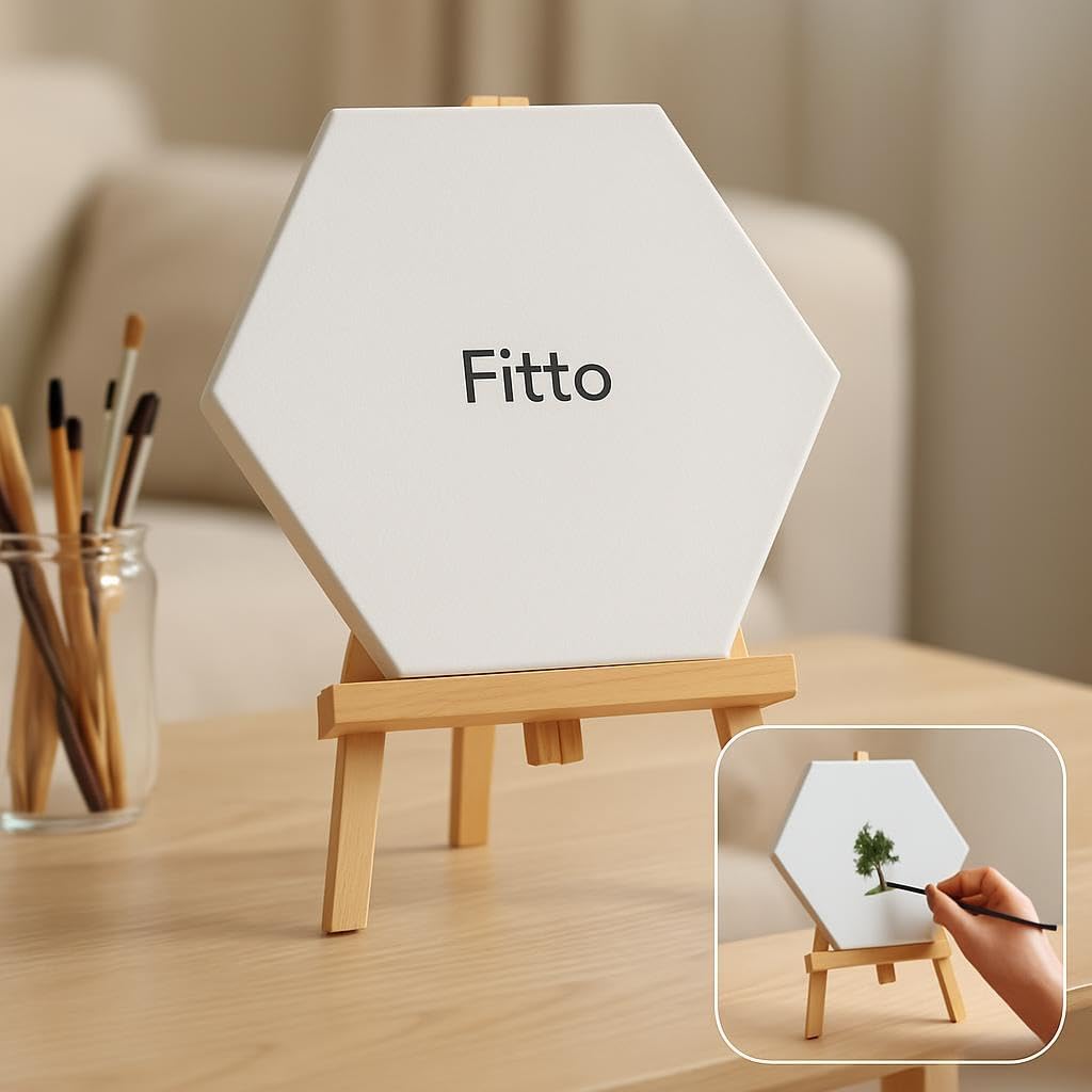 96 Pieces 20x20cm Hexagon Canvas withs (29x20cm Wooden Stand)
