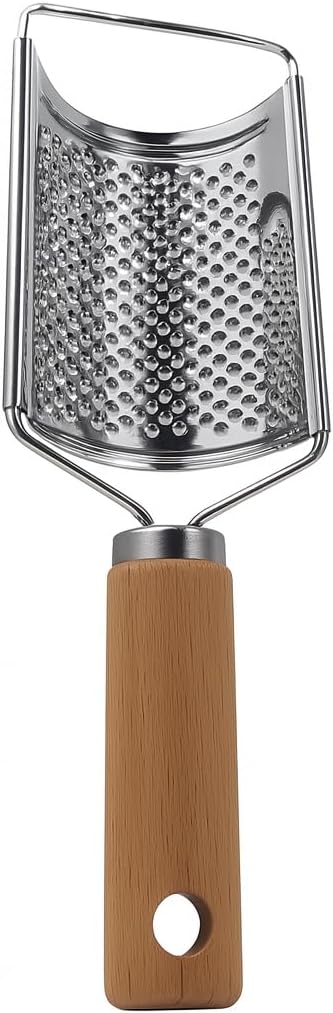 Portable Wooden Handle Cheese Grater - Multi-Purpose Grater for Ginger, Potato, Cheese, Butter, Chocolate, Silver Colour, Perfect for Home Kitchen Use, 1 Piece