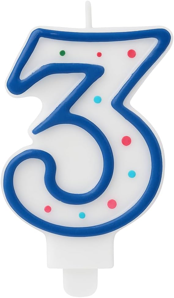 Birthday Candle - Number 3 Wax Numeral Candle for Birthday Parties, Celebration Decor, Arabic Party Supplies, Birthday Cake Candle