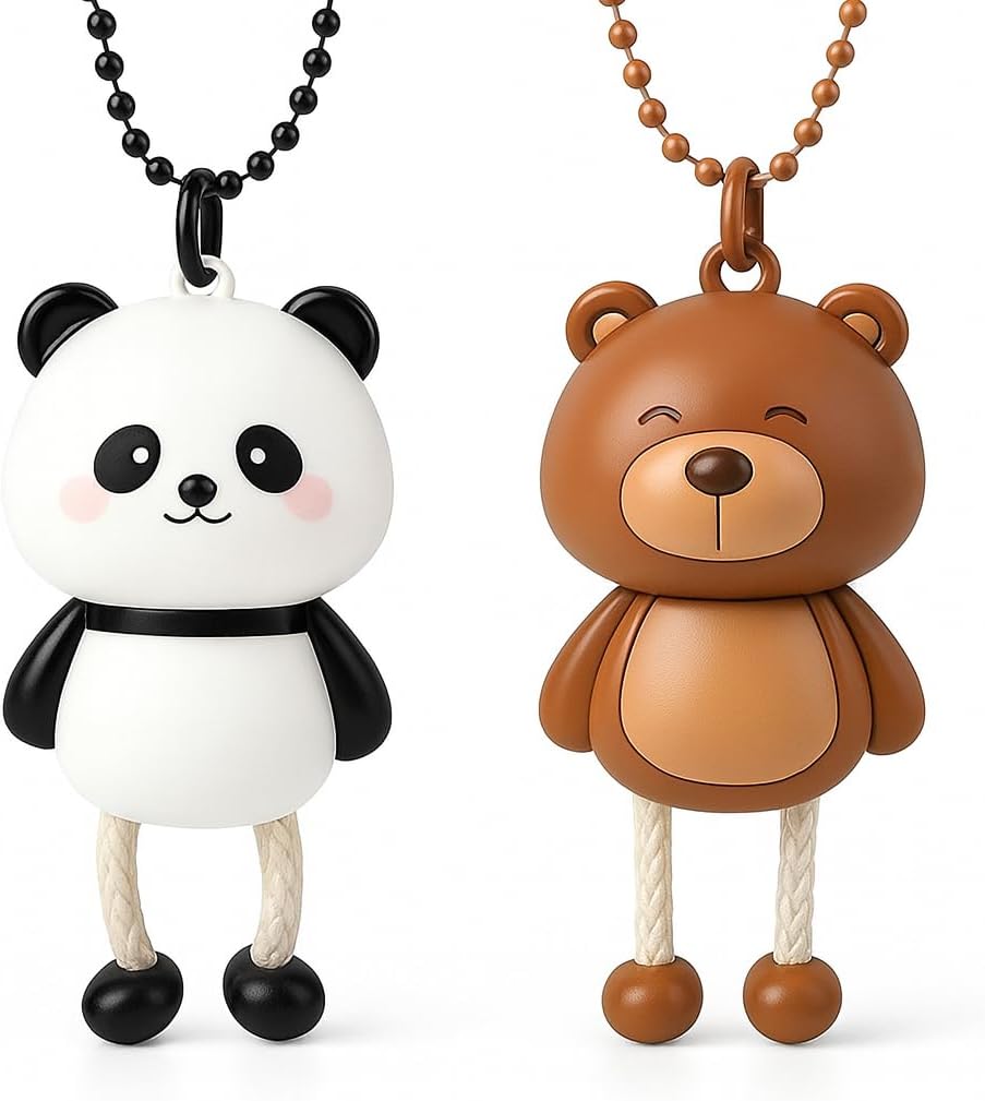 96 Pieces Plastic Key Chain Animal Series - Pack of 2s (Panda and Bear)