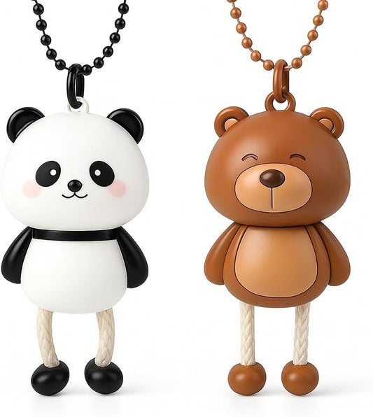 Plastic Key Chain Animal Series - Pack of 2, Panda and Bear
