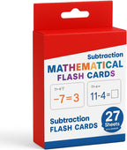 120 Pieces 27 Sheets Mathematical Subtraction Flash Cards with Marker (11.7x7.8cm)