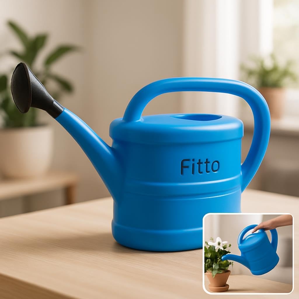 96 Pieces Blue Plastic Watering Cans (5 Litre with Handle and Spout for Gardening and Indoor Plants)