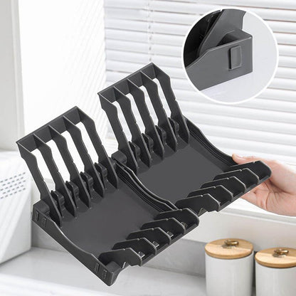 Space-Saving Plate Storage Rack, 4 Partition rack - Gun Grey