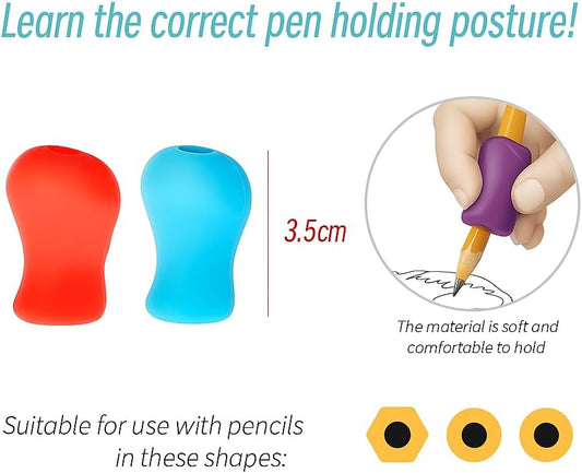 Pencil Handles 2 Pack, 3.5 cm Ergonomic Grip for Comfortable Writing, Pencil Holder for Kids and Adults