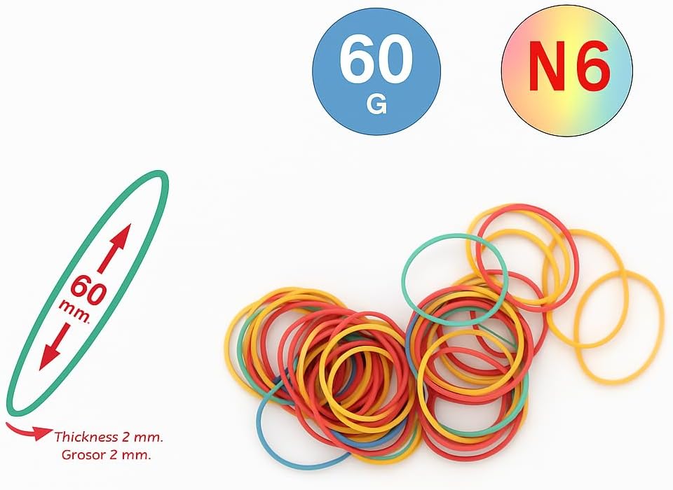 120 Pieces Elastic Rubber Bands (60g 60mm for Office – School – Home Use – Durable and Stretchable)