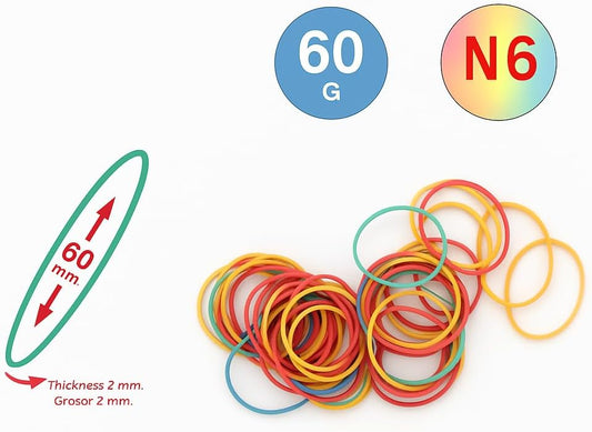 Elastic Rubber Band 60g 60mm for Office, School, Home Use, Durable and Stretchable