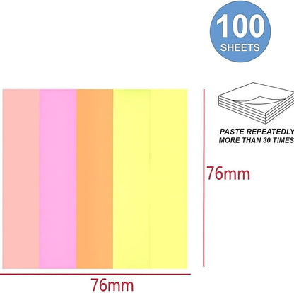 Sticky Notes 100 Sheets 76mm x 76mm Multi Color for Office, School, Home Use