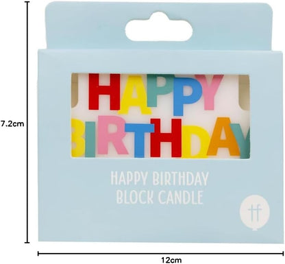 Happy birthday banner Candle with Wooden Stick Holders – Cake Decor, Party Candle, Unisex 9x3.9cm