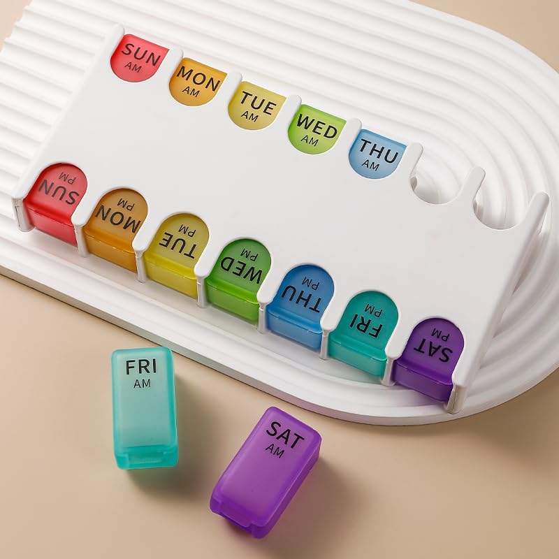 96 Pieces Weekly Pill Organizers (7-Day – 2-Times-a-Day Compartments – White + Semi-Transparent)