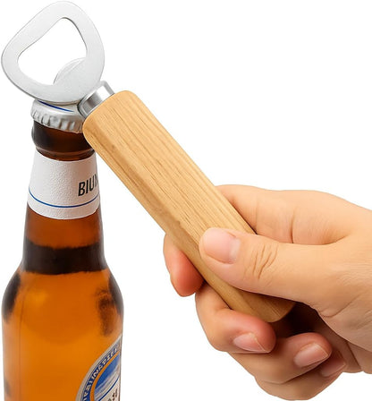 Wooden Bottle Opener - Portable Beer Bottle Opener for Drinks, Wooden Handle, Ideal for Home, Pub, Outdoor Use, Great Gift for Men