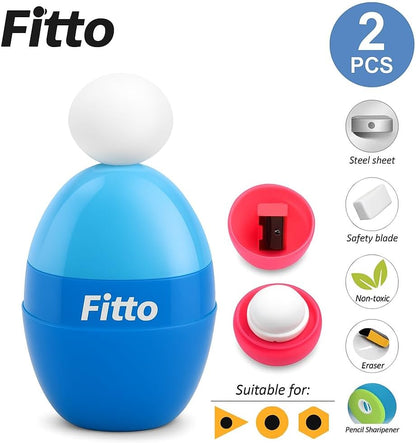 Pencil Sharpener with Eraser - Assorted Colors School Office Stationery