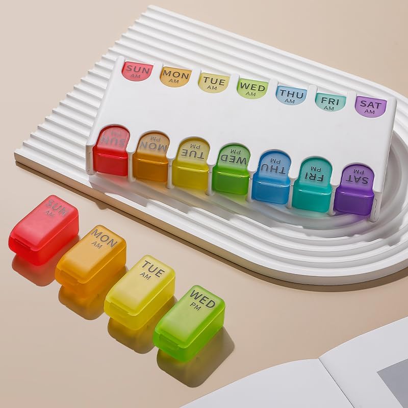 96 Pieces Weekly Pill Organizers (7-Day – 2-Times-a-Day Compartments – White + Semi-Transparent)
