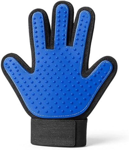 Pet Grooming Massage Glove for Dogs & Cats Blue 22x17cm - Deshedding Hair Remover & Bath Brush Glove for Wet & Dry Use