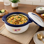 72 Pieces Stainless Steel Insulated Casseroles (2500ml – Hot Pot Food Warmer with Stainless Steel Inner Bowl – Secure Lid and Easy-Grip Handles – White and Navy Blue)