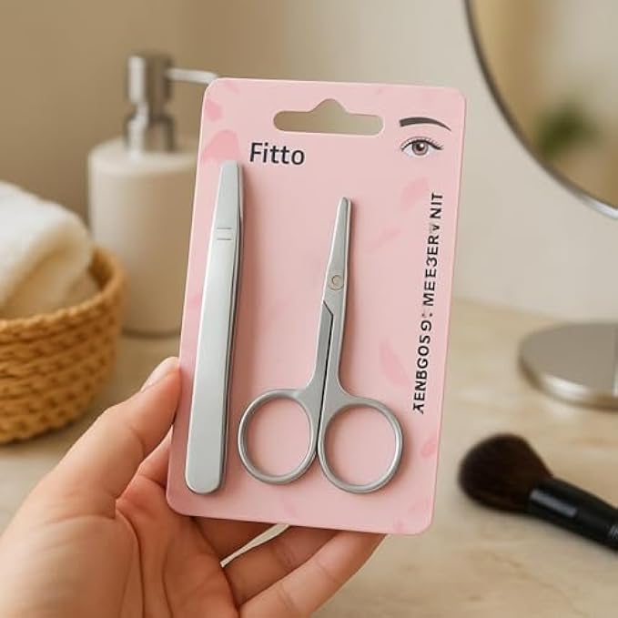 Stainless Steel Scissor & Tweezer Kit for Manicure, Pedicure & Eyebrow Grooming - Nail Scissors, Precision Tweezers, Cuticle Trimming Tool