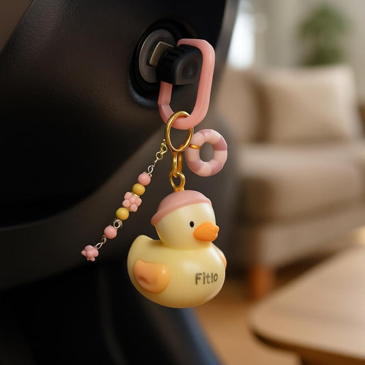 Duck 3D Doll Car Keychain - Gold