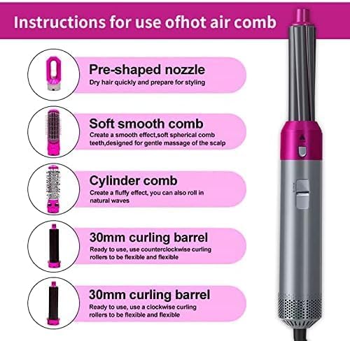 60 Pieces Air Brushes (Hair Dryer Brush – 5 in 1 Anion Hair Styler Set – Interchangeable Heads – Professional Hairdressing Tools – for All Hairstyles – Blow Drying – Volumizing – Straightening – Curling)