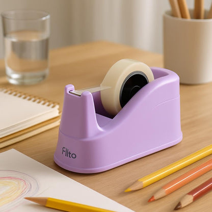 Tape Dispenser, Purple - Adhesive Tape Holder for Desk, Office & Home