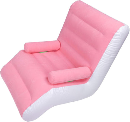 Indoor & Outdoor Inflatable Deluxe Lounge Chair with Armrest – Soft Plush Fabric Seating, Ideal for Home, Camping, Gaming, Picnics, Festivals (Pink)