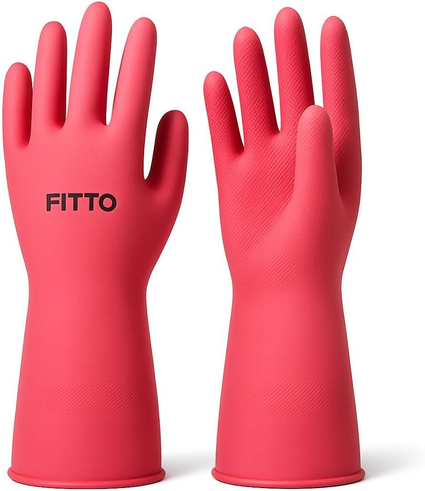 120 Pieces Household Latex Gloves (Extra Thickness Rubber Dishwashing Gloves with Long Sleeves – Non-Slip Grip for Kitchen Cleaning – Gardening – and Pet Care – Medium)