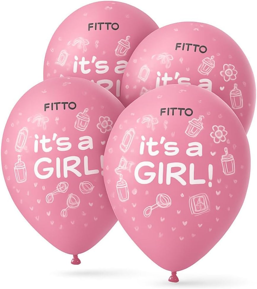 It's a Girl Balloons 12 Inch 12 Pcs Per Card - Baby Shower, Birthday, Gender Reveal Decor