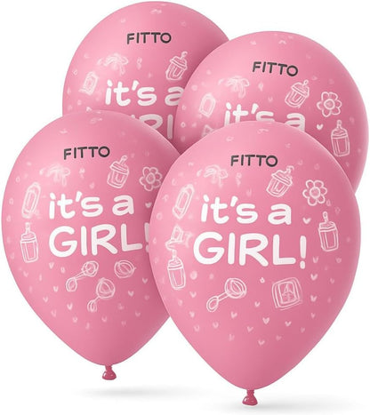 It's a Girl Balloons 12 Inch 12 Pcs Per Card - Baby Shower, Birthday, Gender Reveal Decor