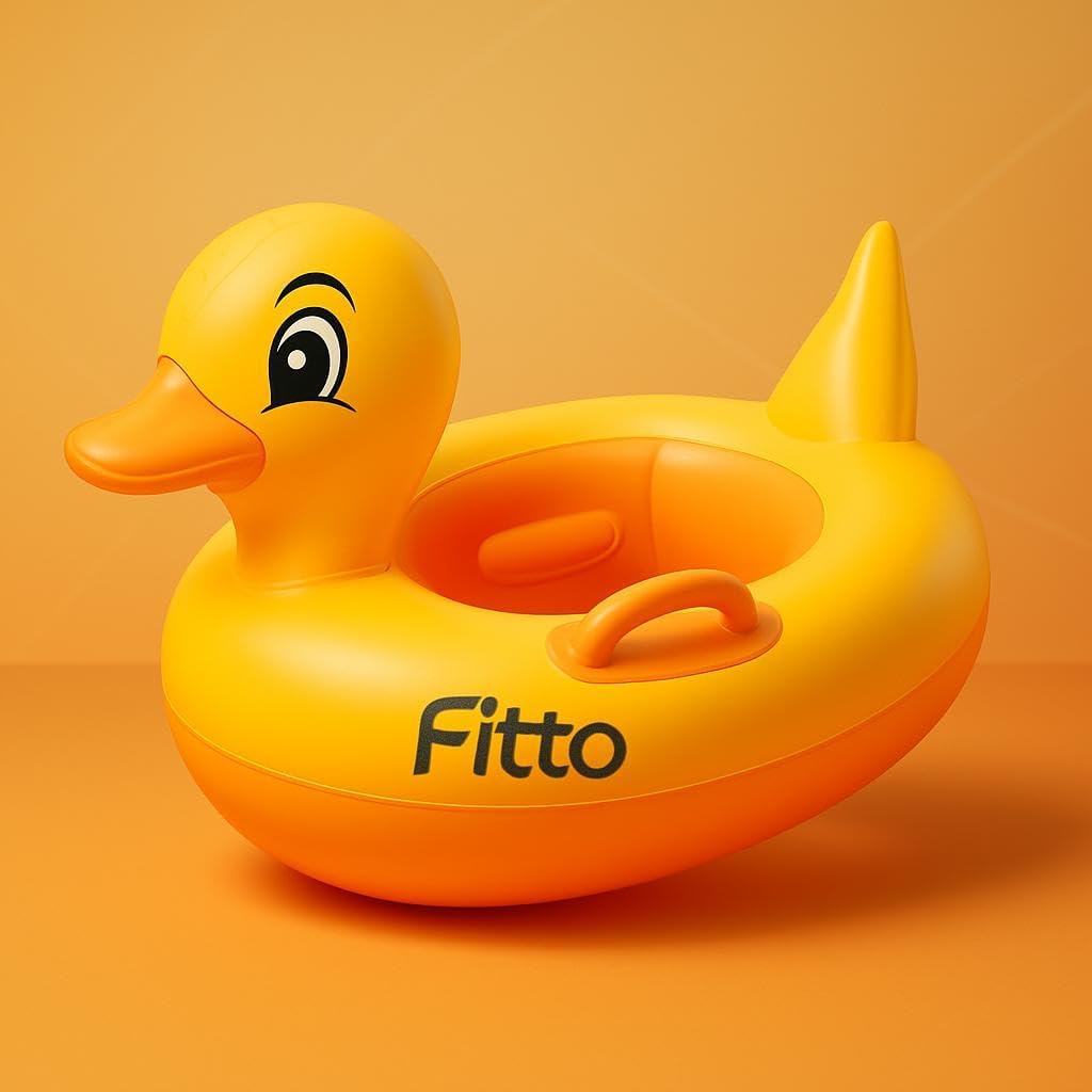 Infant Pool Float Duck - Inflatable Baby Boat Swimming Ring Trainer with Double Handle, Waist Support