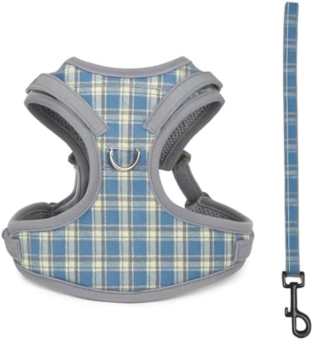 Small Pet Harness and Lead Set S 21x16cm Adjustable Dog Puppy Cat Walking Leash No-Pull Lightweight