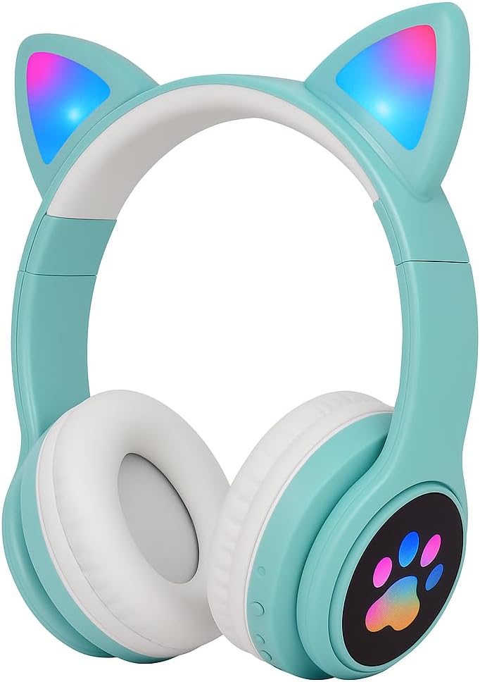 LED Kitten Kids Cat Bluetooth Headset - Rechargeable, Blue