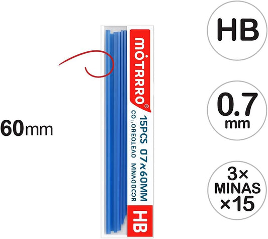 Lead Refills Colour 3 Pack HB 0.7mm 60mm Height for Mechanical Pencils