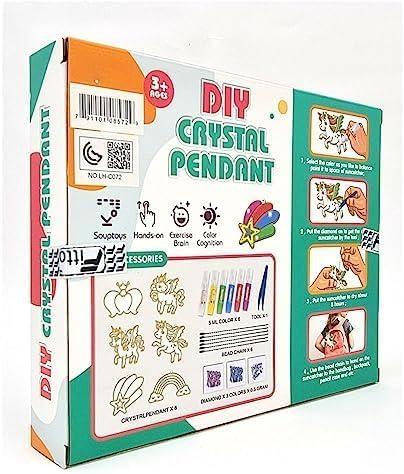 96 Pieces Unicorn Theme 6 Pendant Making Sets For Kids With Window Art Paint Non-Toxic Paint With Brushes