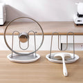 96 Pieces Pot Lid Holders (Stainless Steel & PP – White – Round Design)