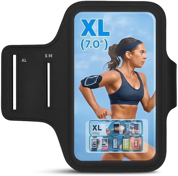 Black Arm Band for Running - Adjustable Cell Phone Holder for Sports and Fitness