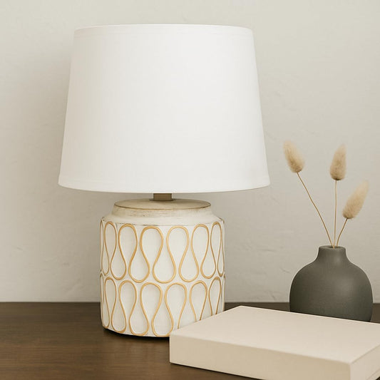 White Ceramic Table Lamp with Modern Design for Home and Office Decor