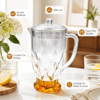 72 Pieces Acrylic Water Jugs with Lid (Lightweight Crystal Look Pitcher with Easy Pour Spout and Comfortable Handle for Water Juice Cold Drinks and Everyday Serving – Clear Amber)