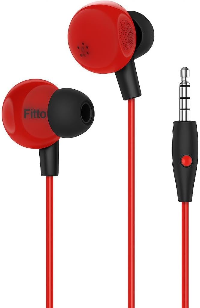 240 Pieces 3.5mm In-Ear Earphones with Microphone and Controller for Android and Computer (Red)