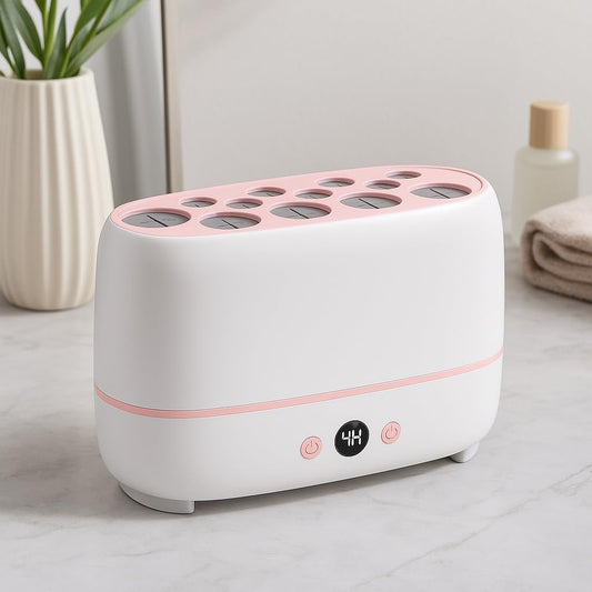 Upgraded Makeup Brushes Dryer – Electric Brush Drying Machine with Thermo-Control, Dries 12 Brushes & 2 Sponges