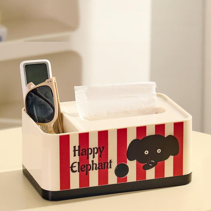 Elephant Spring Tissue Box – Cute Cream & Black Design