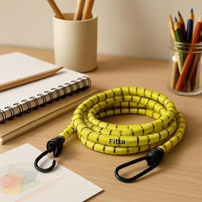 2m Elastic Bungee Cord with Metal Hooks - Stretch Tie-Down Rope for Cargo, Luggage, Bike, Car, Camping