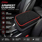 96 Pieces Car Armrest Cushions (Breathable Mesh Center Console Pad with Non-Slip Backing and Red Trim for Driving Comfort and Armrest Protection)