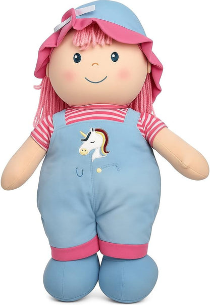 Blue Doll with Pink Hair Collectible Figurine for Kids Playroom Decor