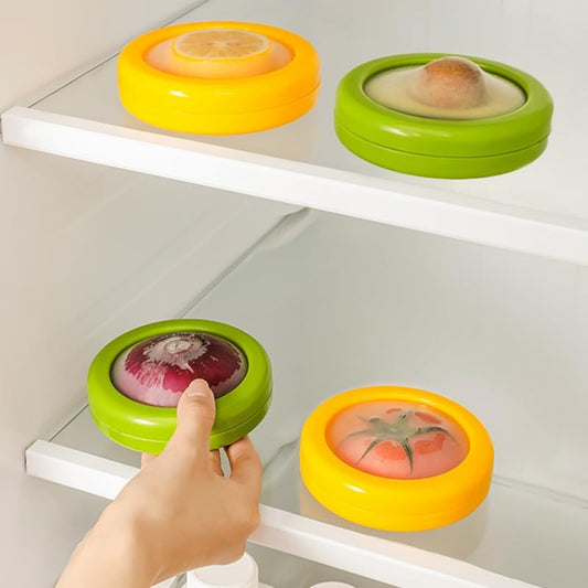 Stretchable Fruit Crisper – Airtight Silicone Seal, Pack of 3– Yellow/Green