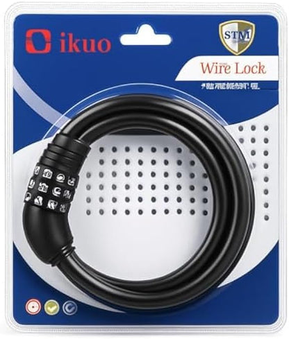 Wire Lock Black - Flexible Steel Cable Lock for Bike, Scooter, Luggage, Travel & Gates - Portable Anti-Theft Security Lock