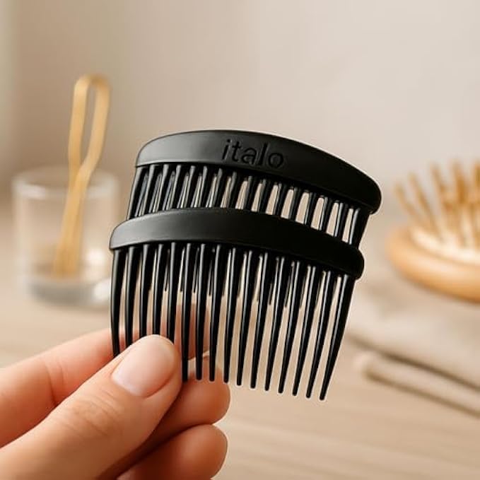 144 Pieces Small Black Plastic Side Hair Comb Pack of 2 - Side Combs for Hair Styling (Travel Pocket Bobby Comb – Hair Accessory for Women & Men)