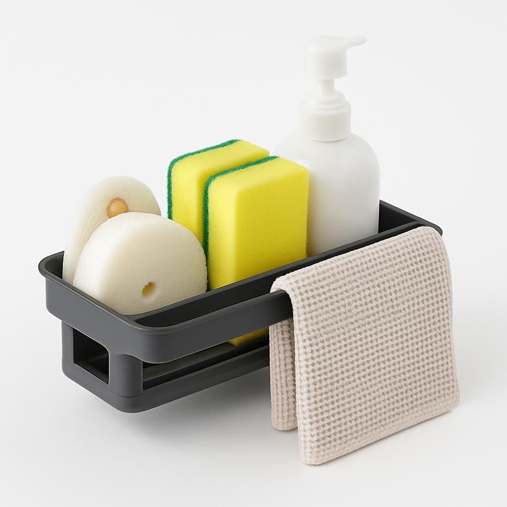 144 Pieces Drain Storage Baskets With Water Tray (Hanging Design – Adhesive sticker installation – Lightweight PP Material – Grey)